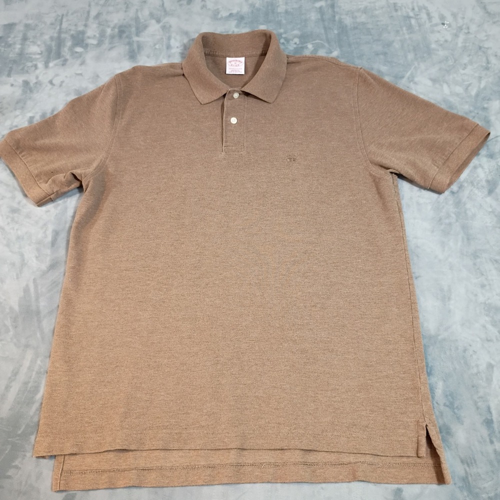 Brooks Brothers Performance Polo Shirt Mens Medium Brown Original Fit
